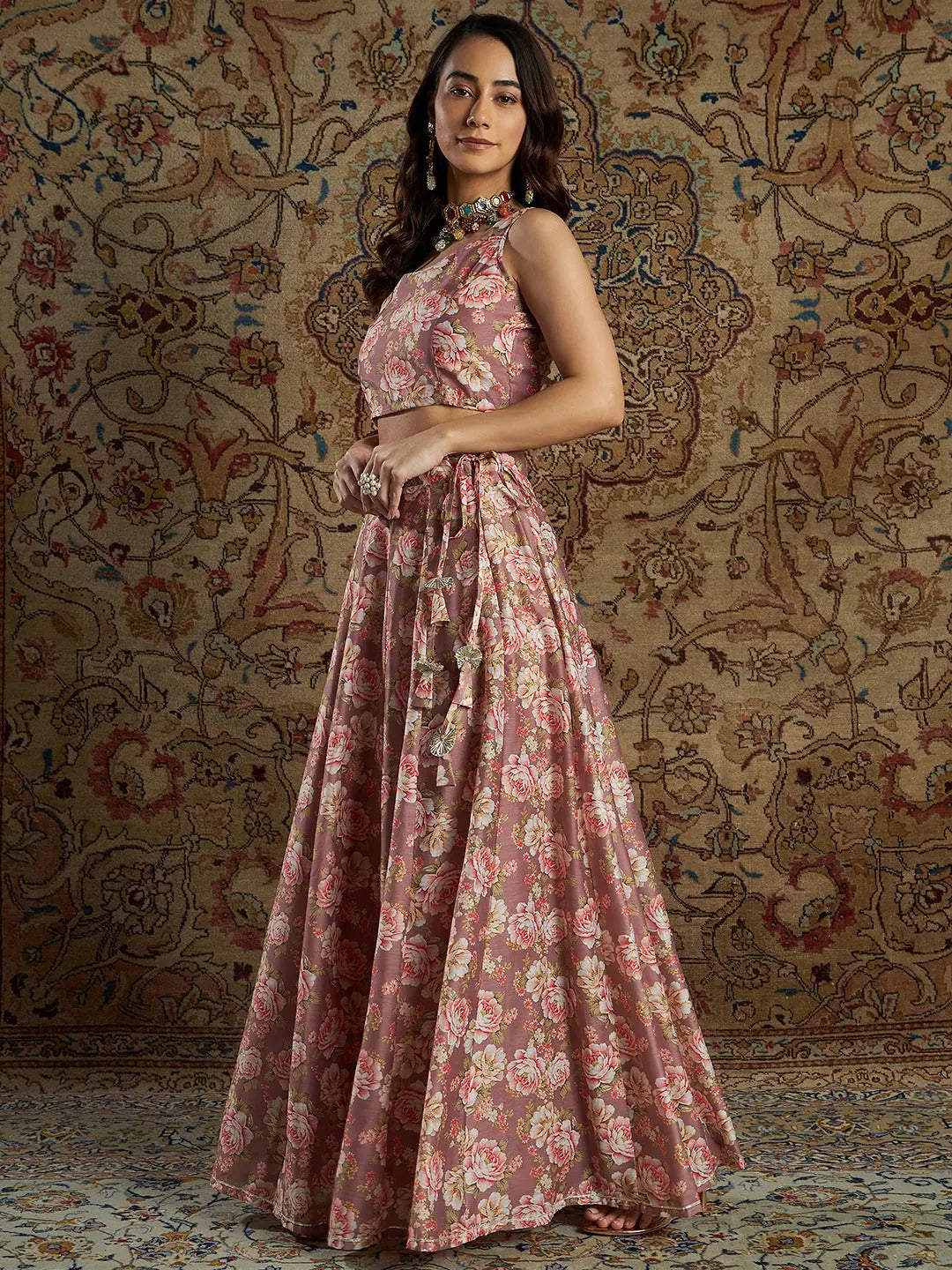 Mauve Floral Lehenga - Women's Designer Lehenga Choli Online