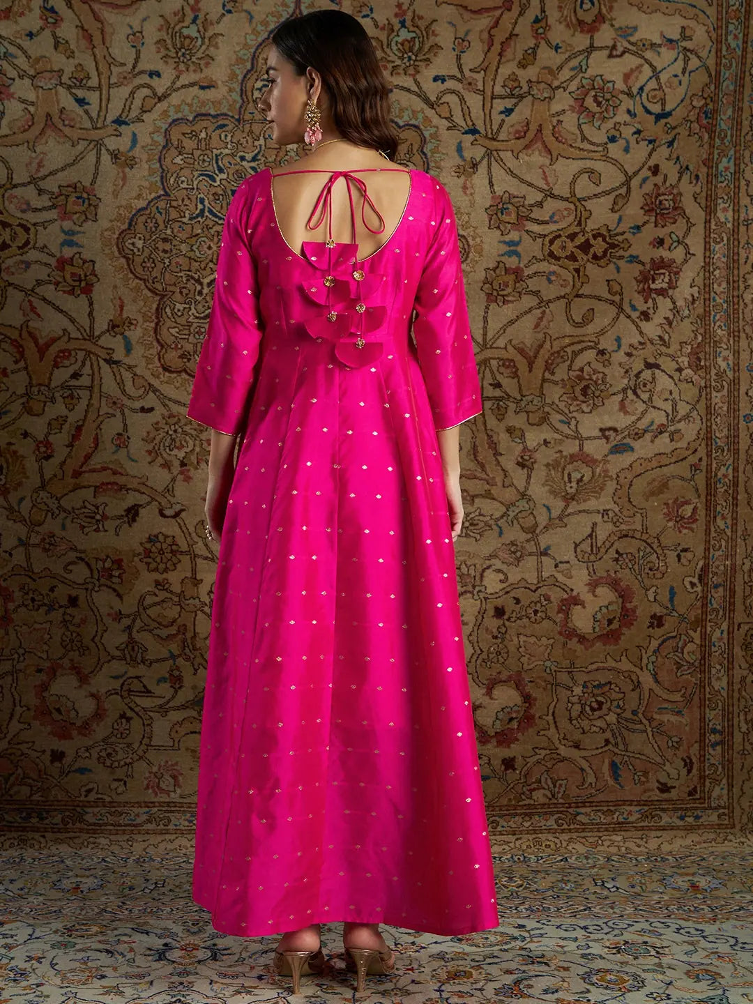 Fuchsia Jacquard Anarkali Dress | Women's Anarkali Suit Set On...