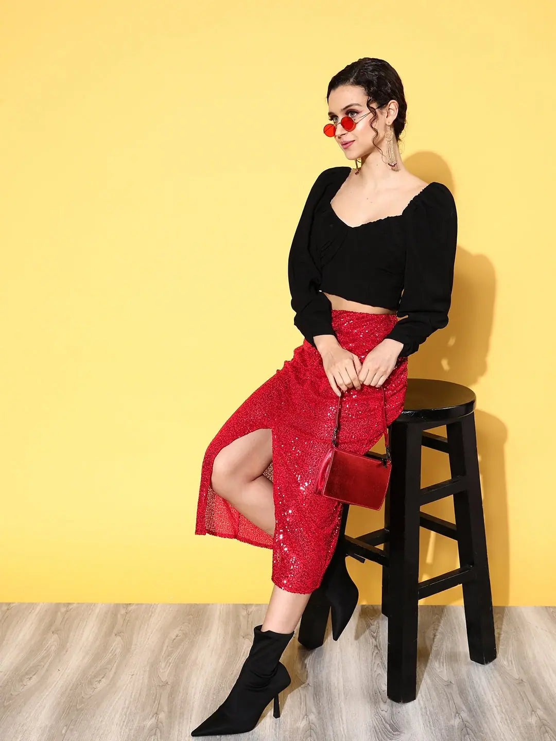 Red Sequin Pencil Skirt - Women's Western Clothing Online