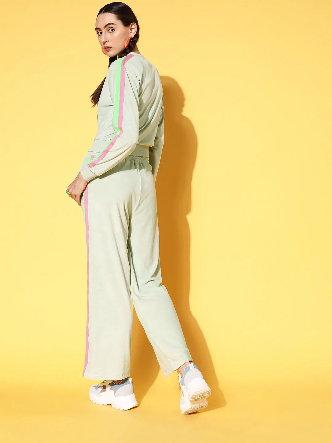 Sea Green Velour Jacket & Track Pants Set - Women's Activewear
