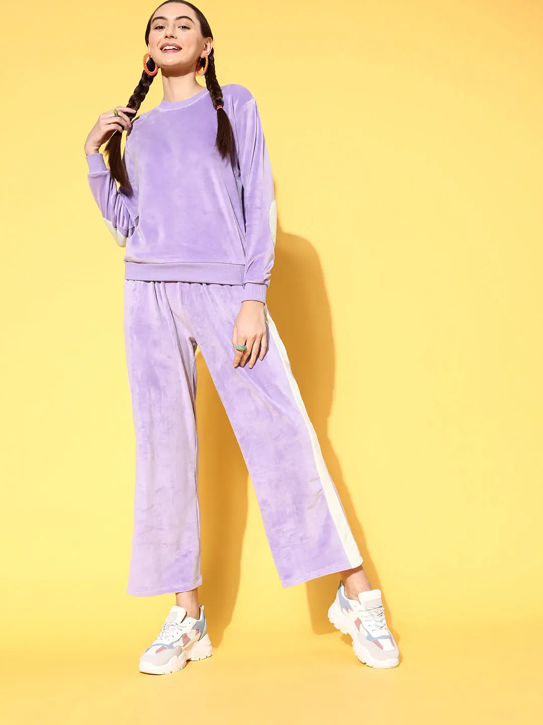 Women's Lavender Velour Jumpsuit & Sets - Comfort Fit