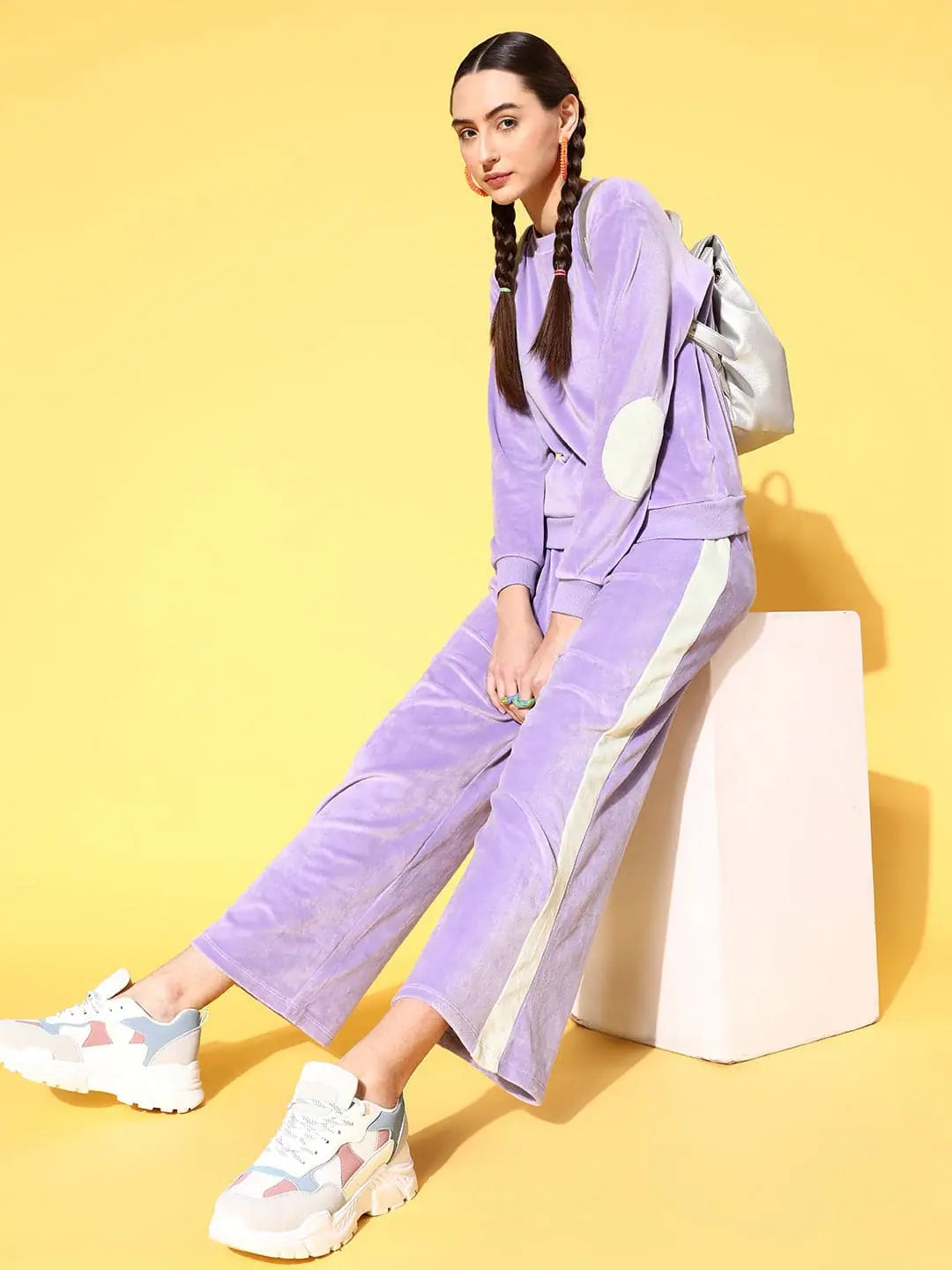 Women's Lavender Velour Jumpsuit & Sets - Comfort Fit