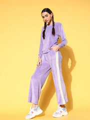 Women Solid Lavender Jumpsuits & Sets