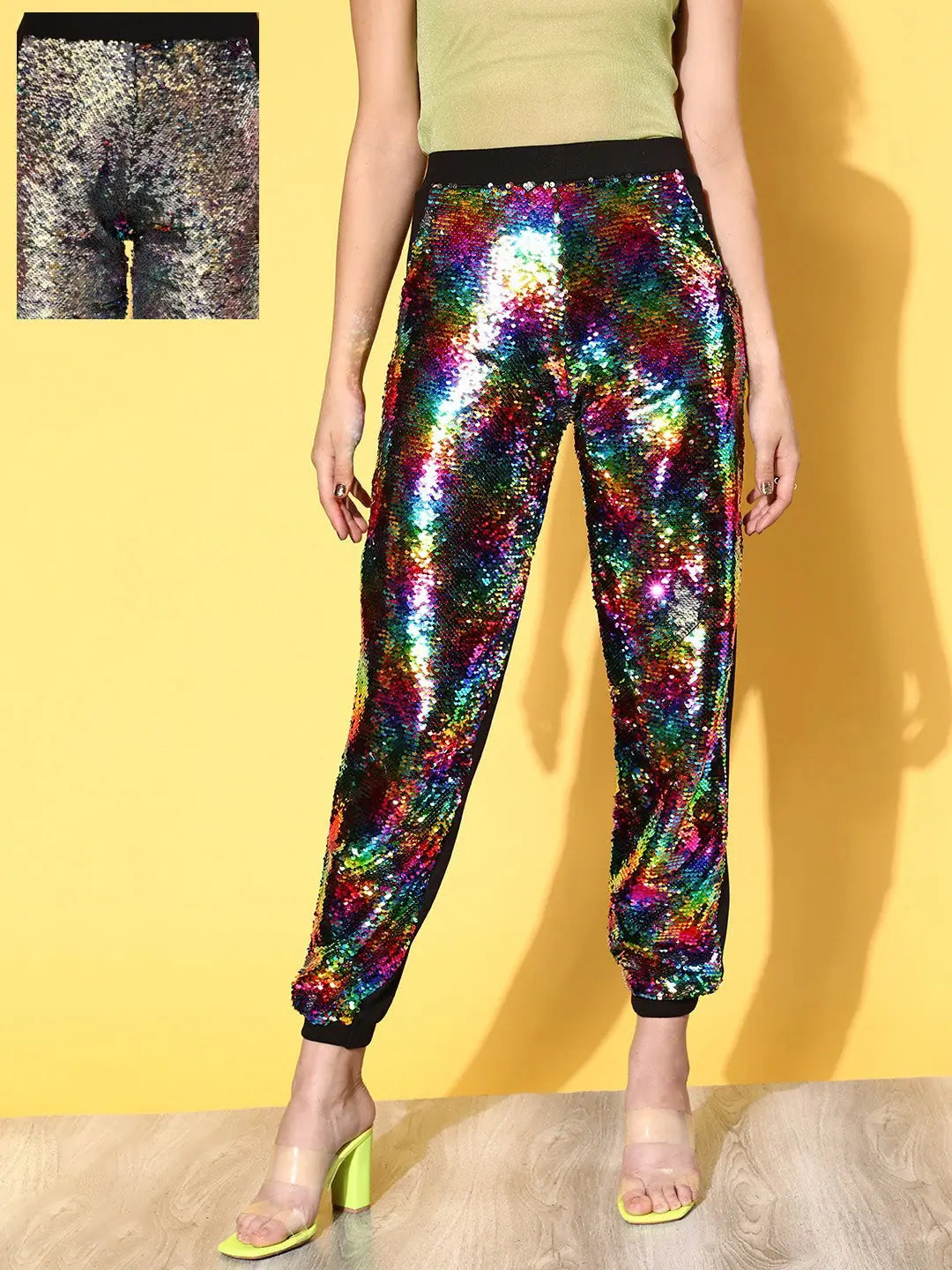Sequin Terry Jogger Pants - Designer Lehenga Inspired Style