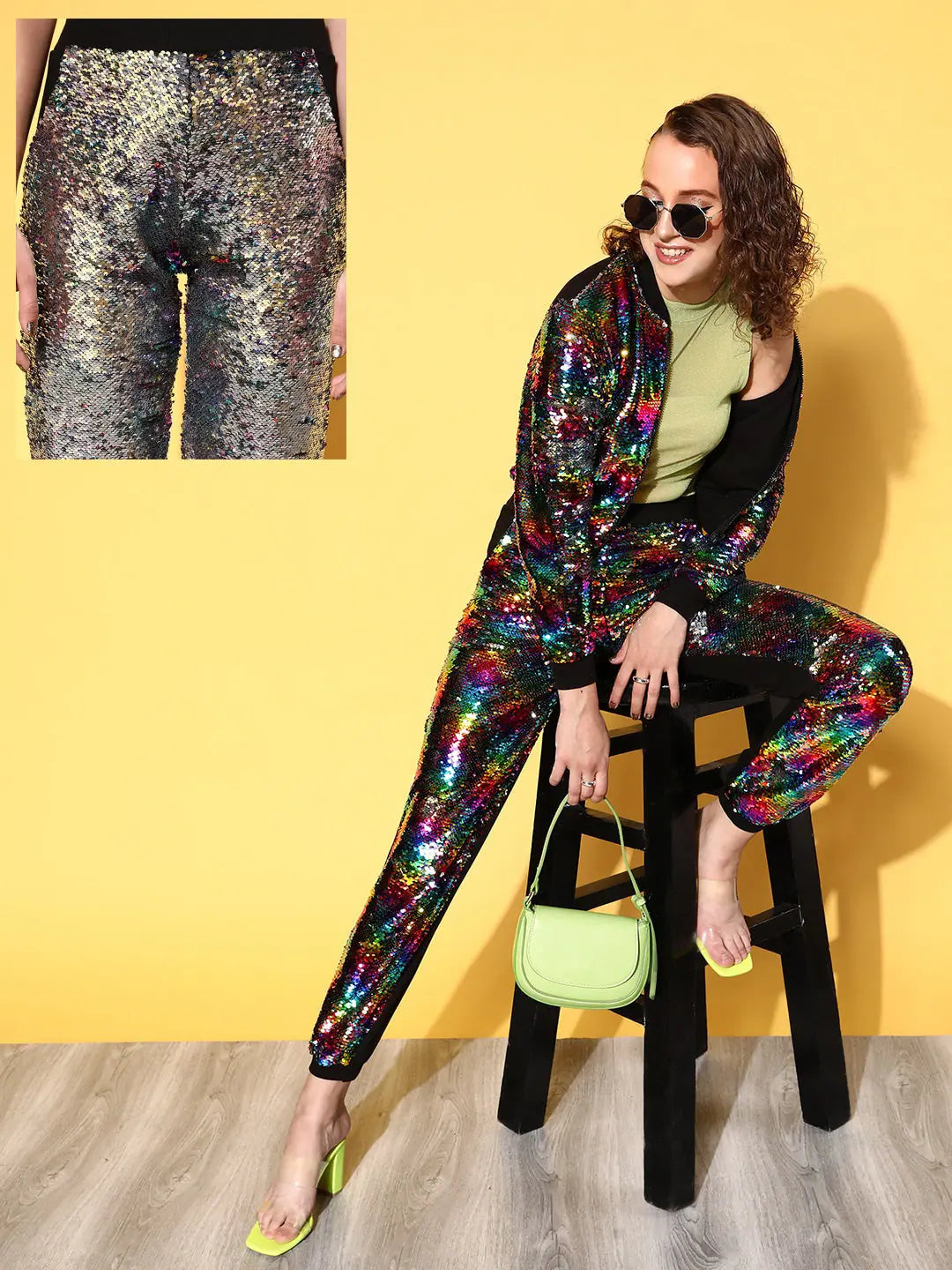 Sequin Terry Jogger Pants - Designer Lehenga Inspired Style