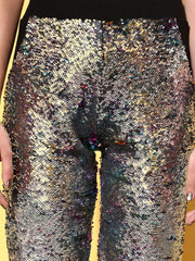 Women Black Multi-Sequin Terry Jogger Pants