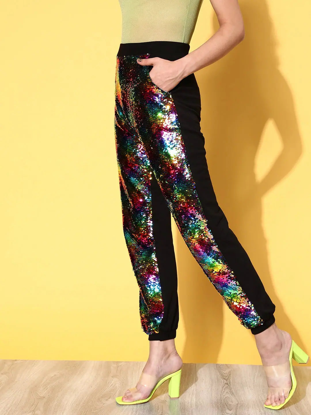 Sequin Terry Jogger Pants - Designer Lehenga Inspired Style