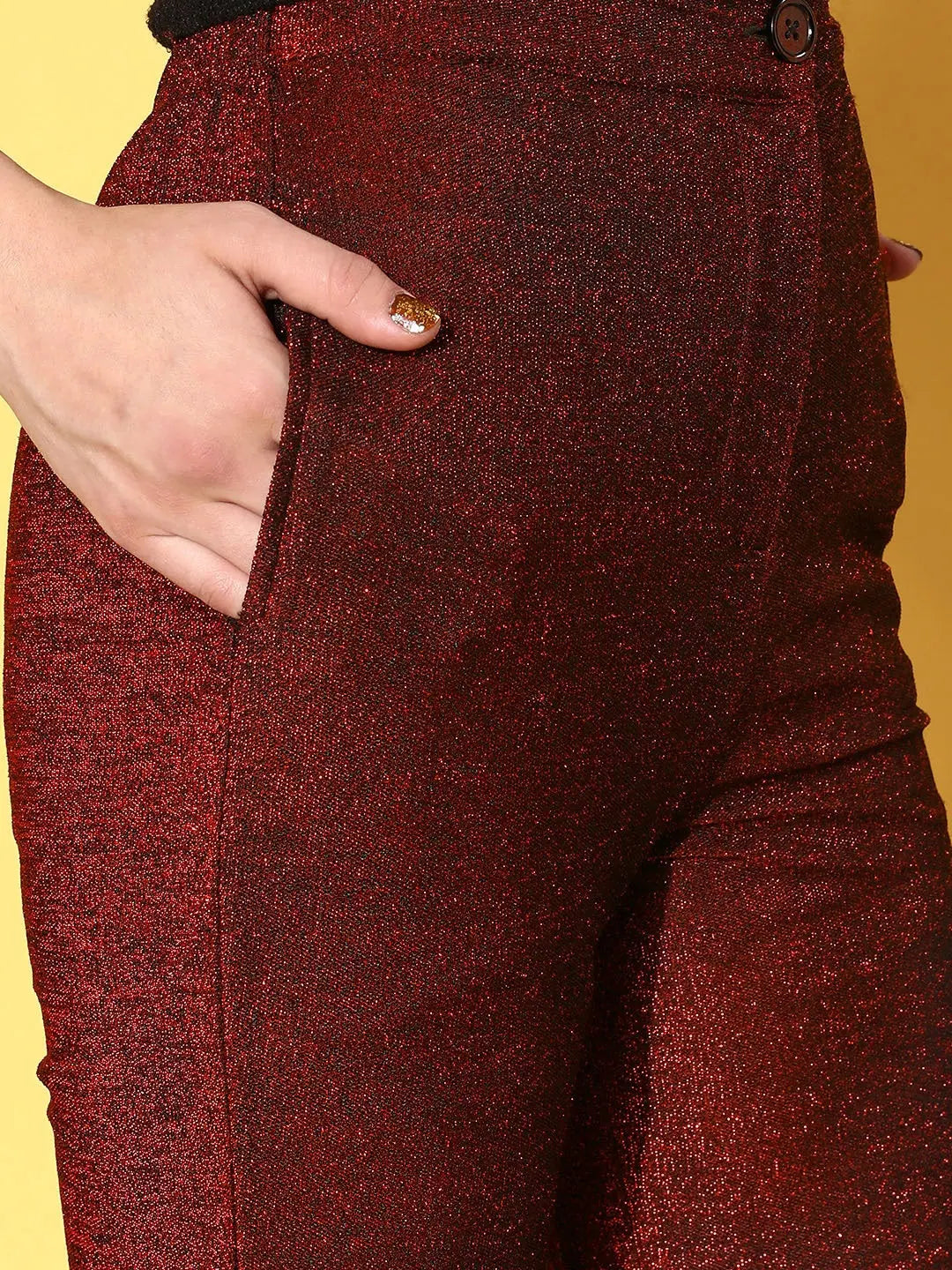 Red Lurex Bell Bottom Pants | Women's Western Wear Outfits