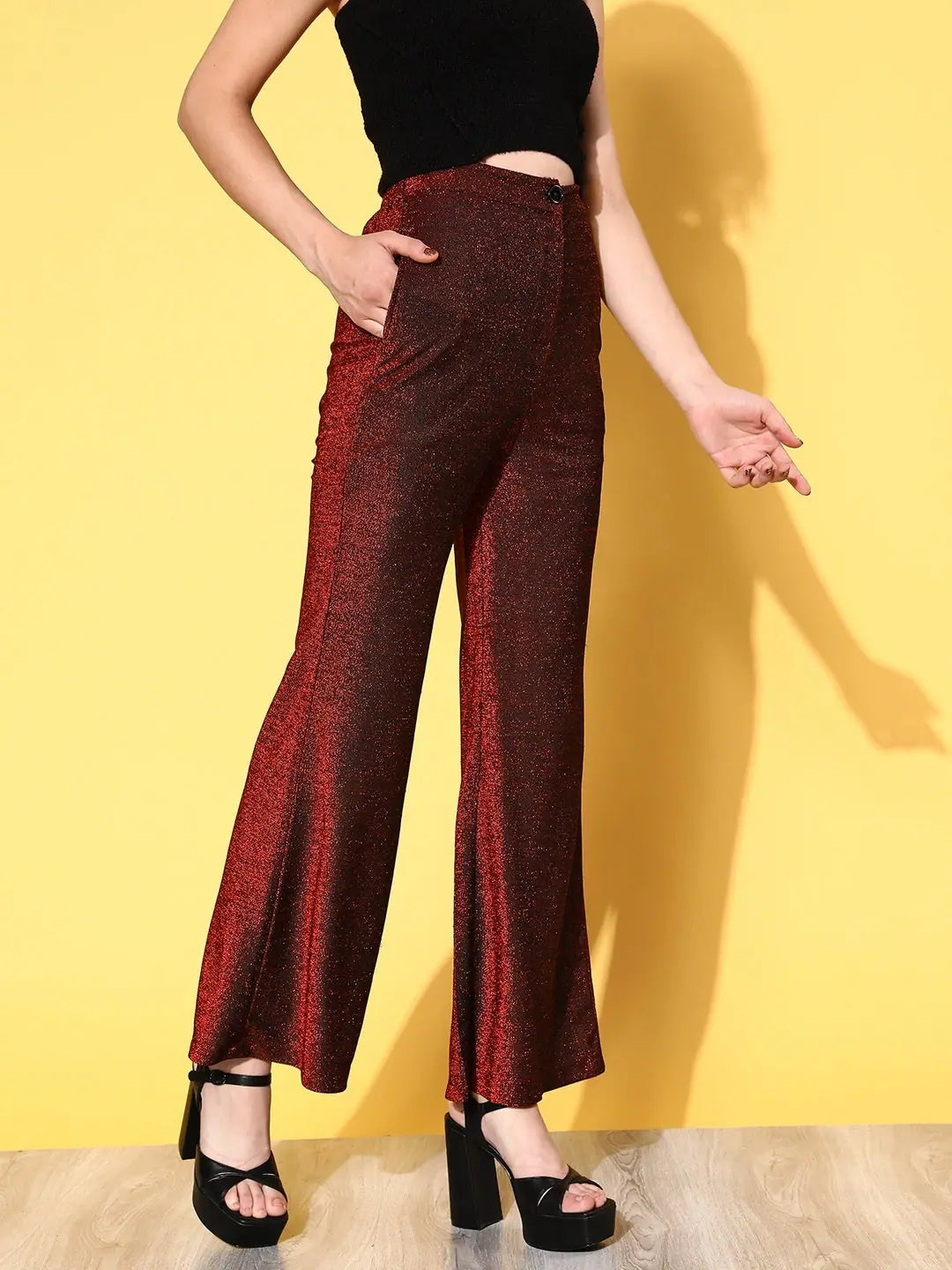 Red Lurex Bell Bottom Pants | Women's Western Wear Outfits