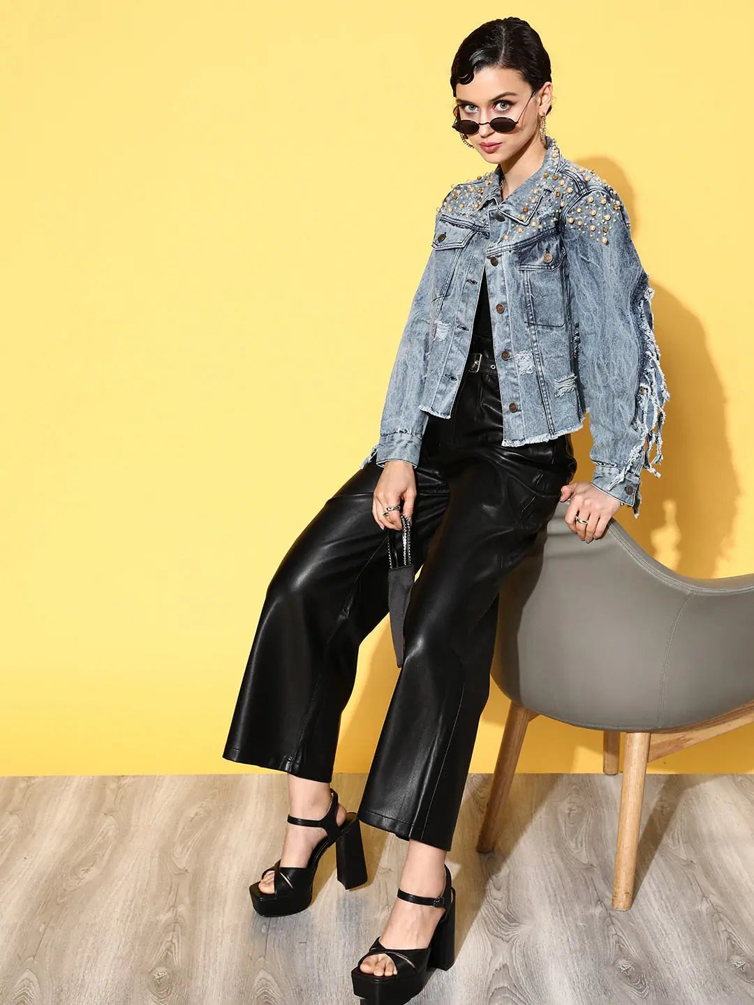 Embellished Blue Denim Jacket - Women's Fashion Jackets