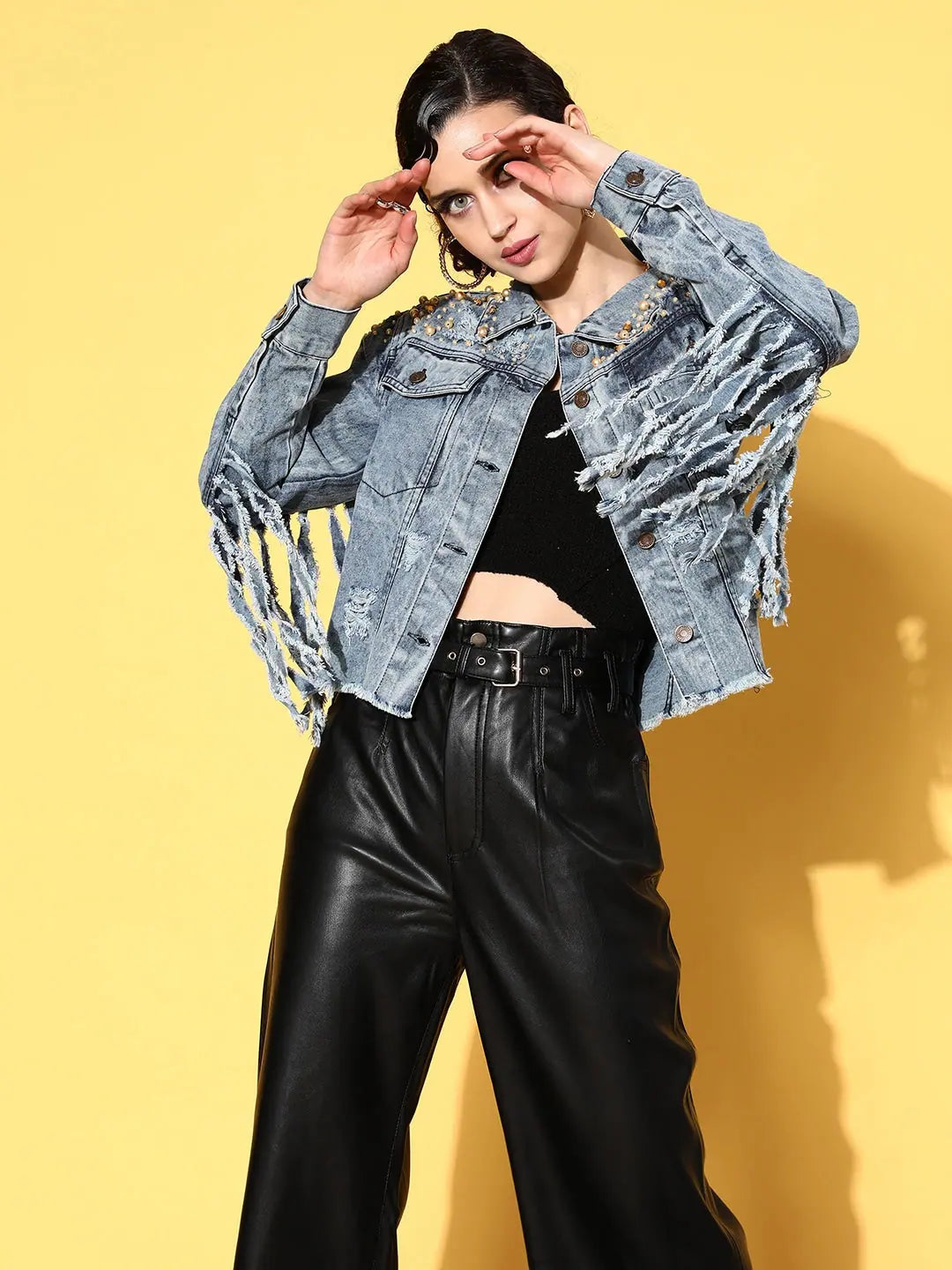 Embellished Blue Denim Jacket - Women's Fashion Jackets