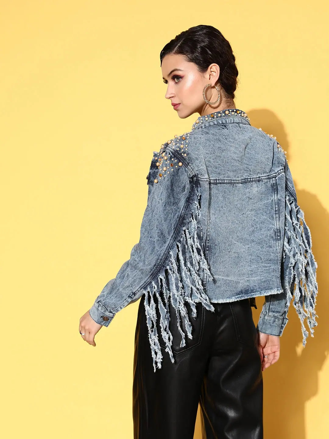 Embellished Blue Denim Jacket - Women's Fashion Jackets