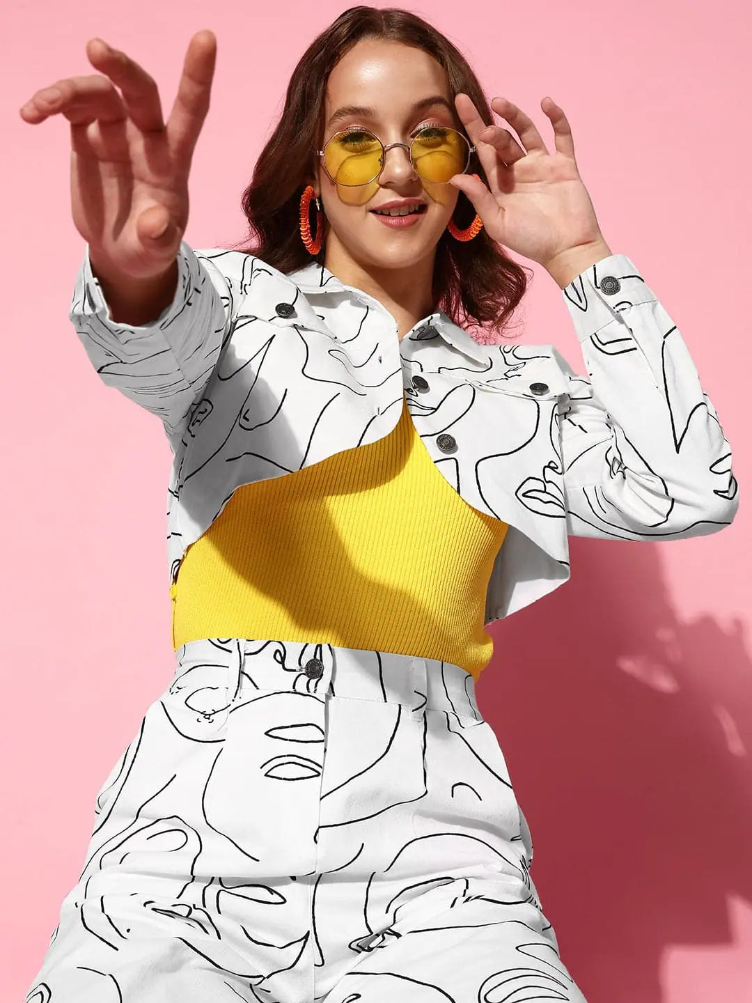 Printed White Twill Women's Jacket | Fashion Outerwear