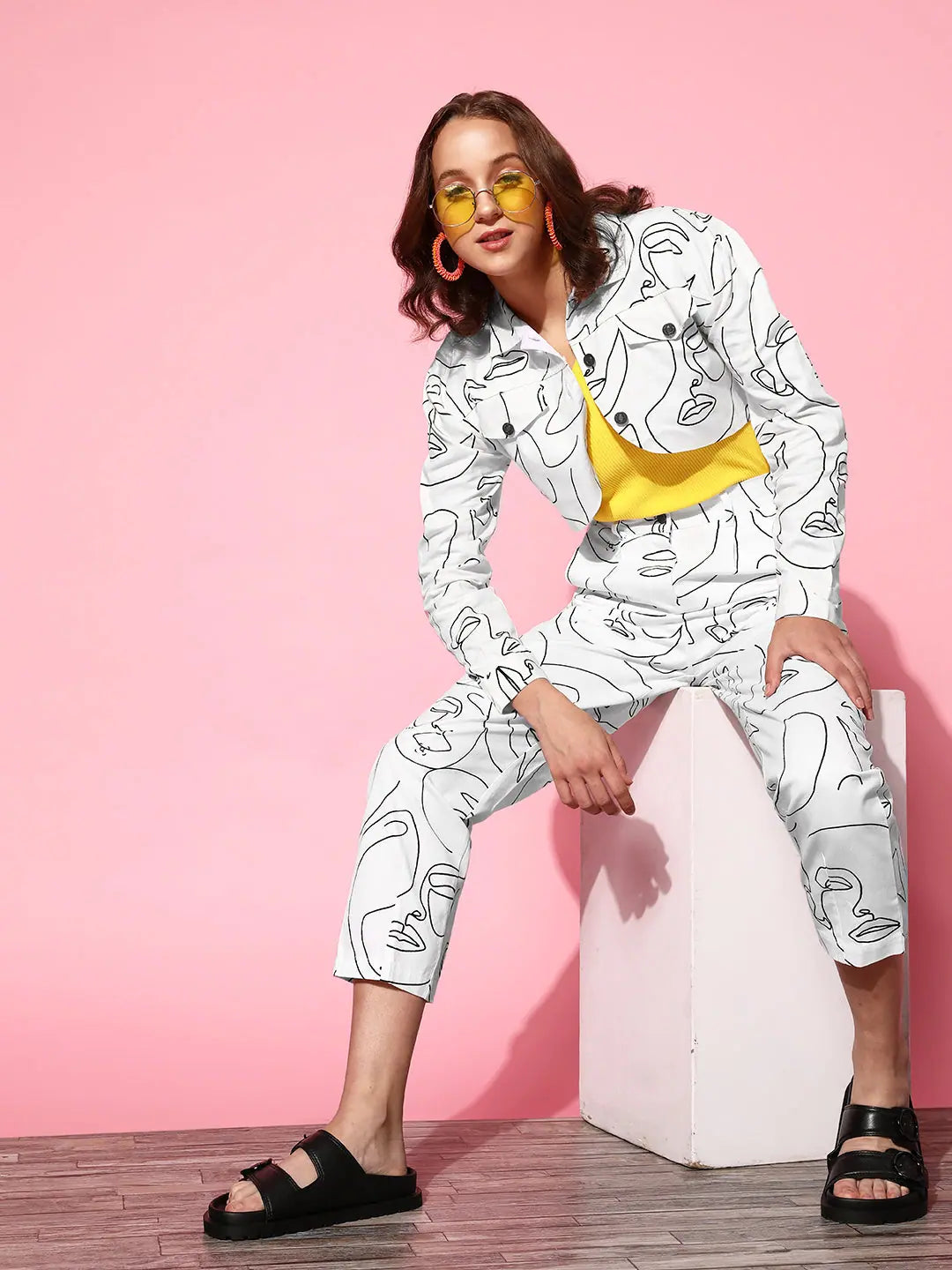 Printed White Twill Women's Jacket | Fashion Outerwear