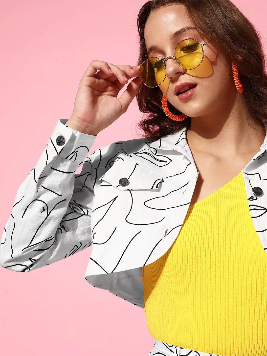 Printed White Twill Women's Jacket | Fashion Outerwear