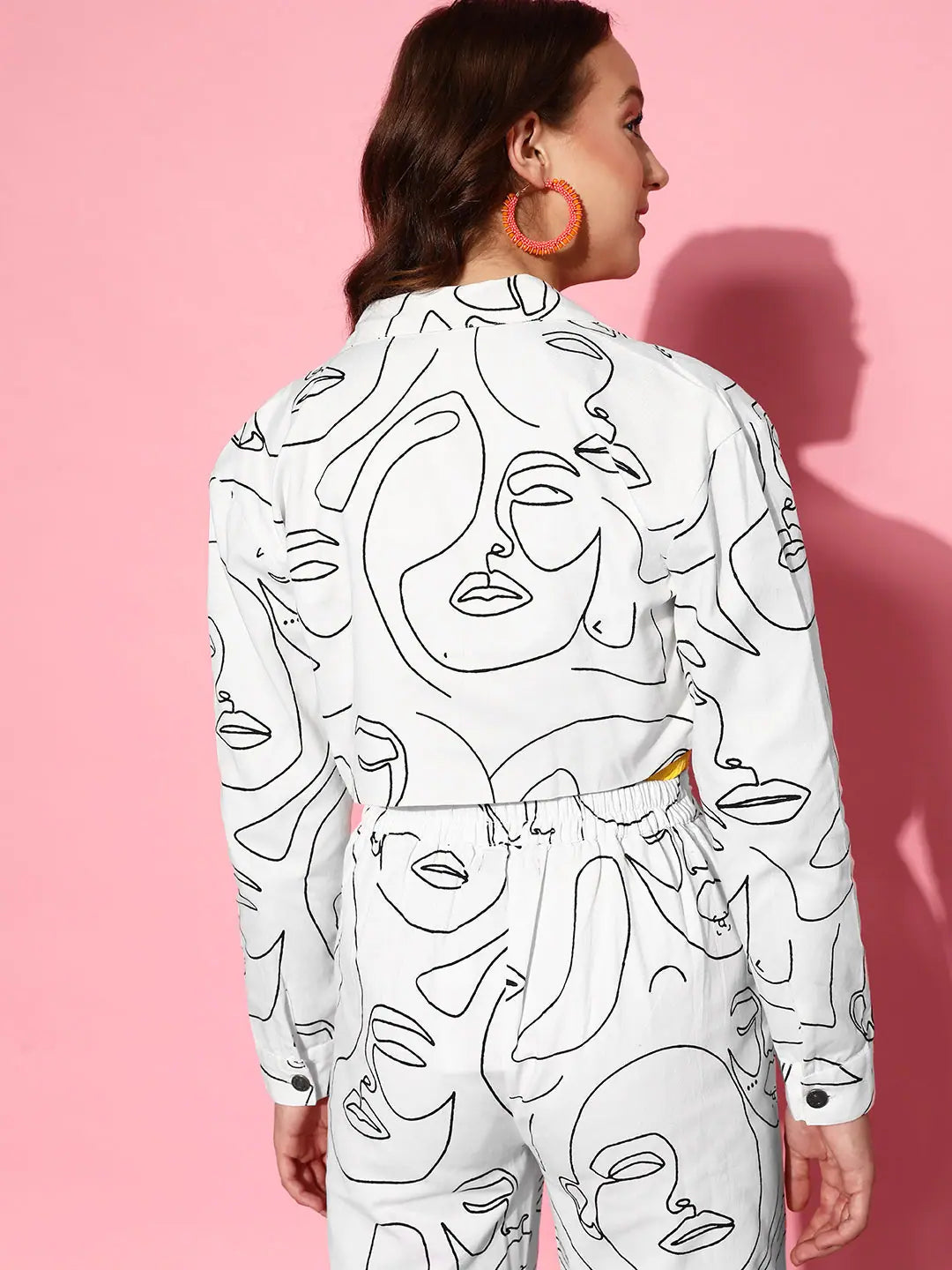 Printed White Twill Women's Jacket | Fashion Outerwear