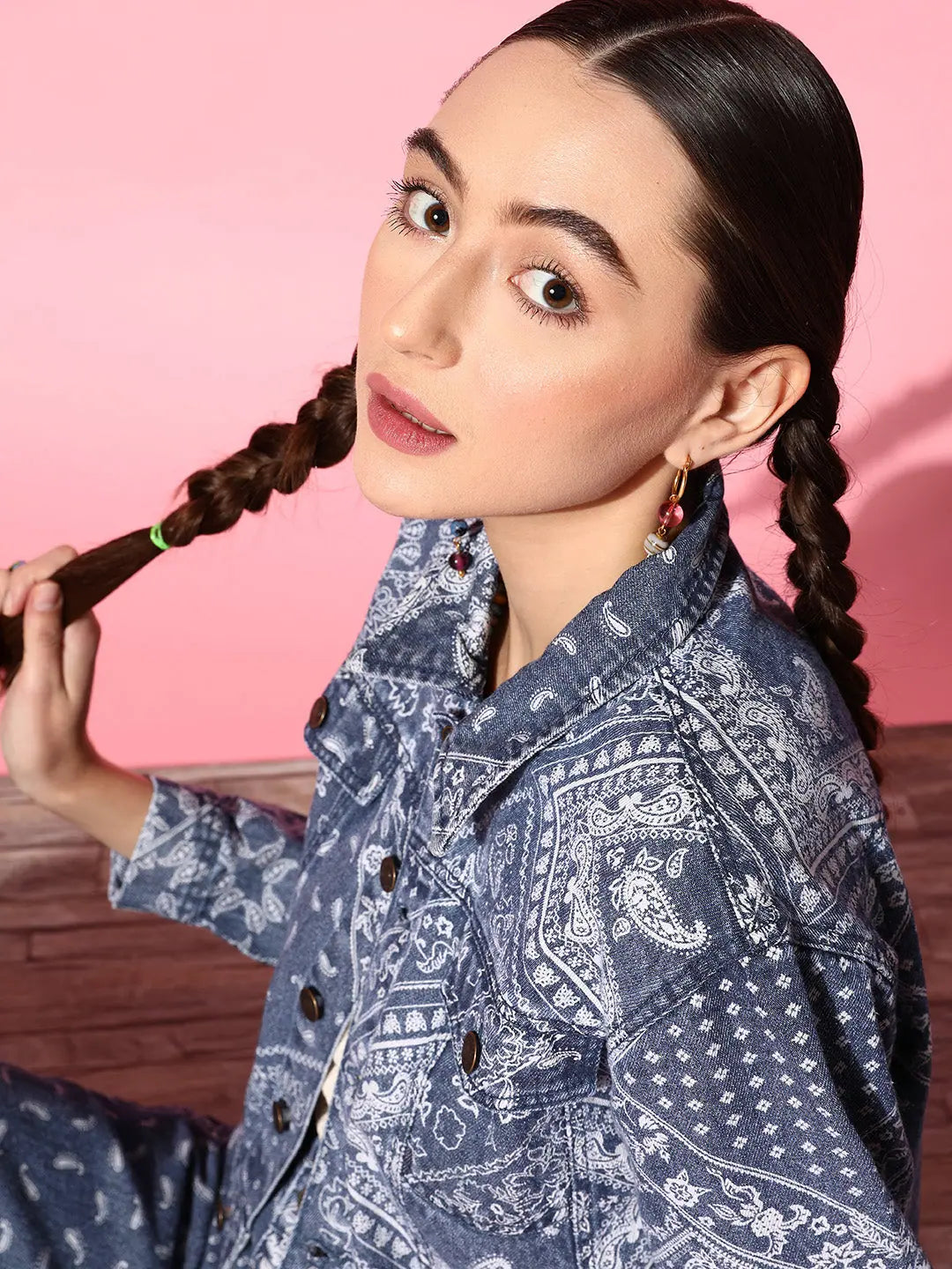Paisley Print Women's Jacket | Trendy Denim Outerwear