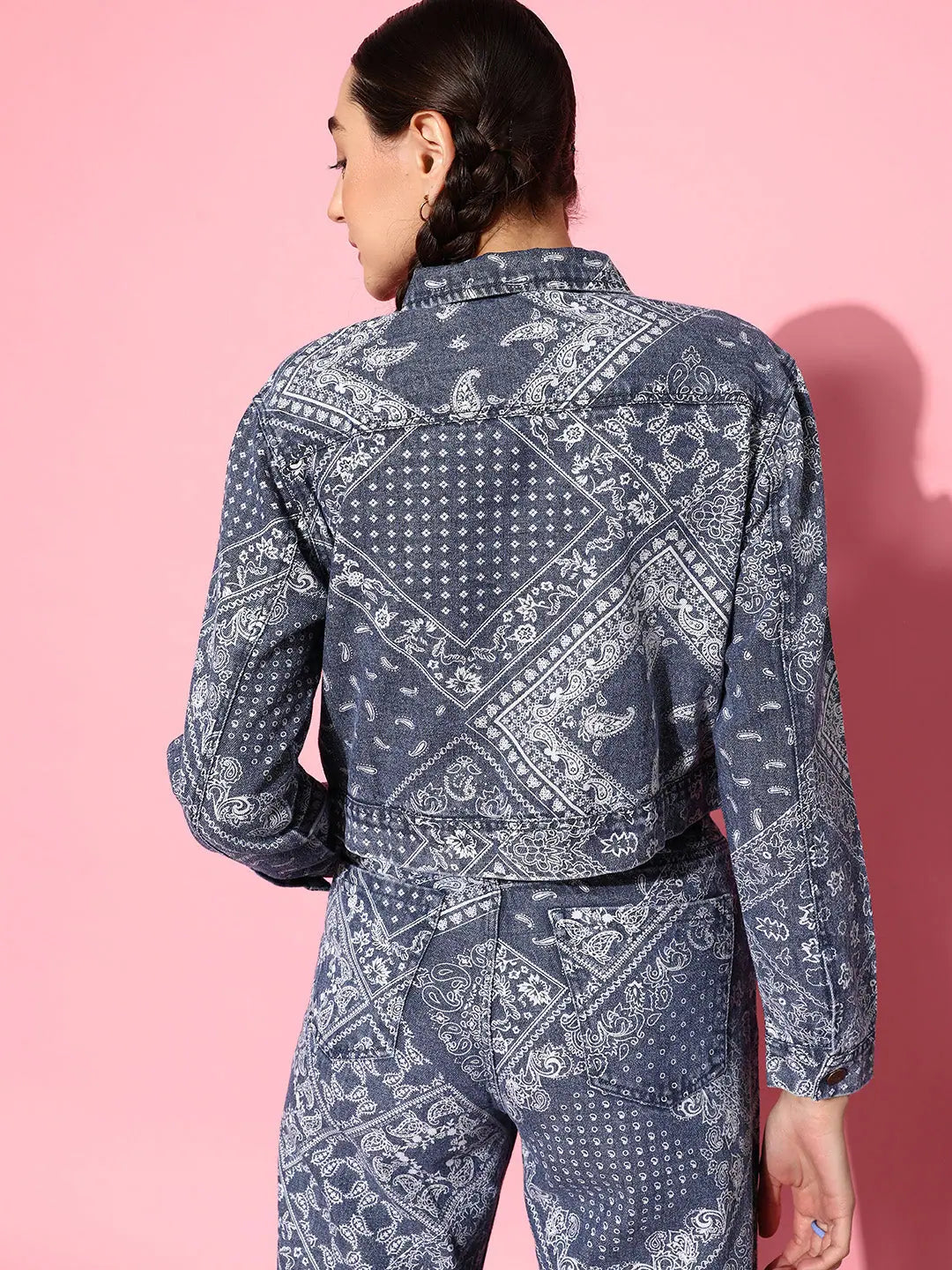 Paisley Print Women's Jacket | Trendy Denim Outerwear