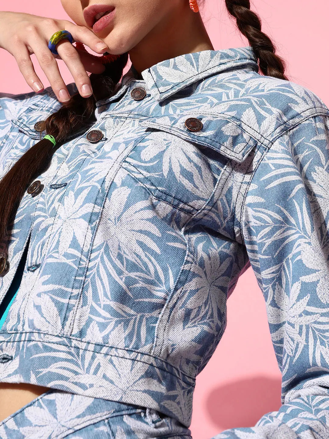 Printed Blue Denim Women's Jacket | Women's Fashion Jackets