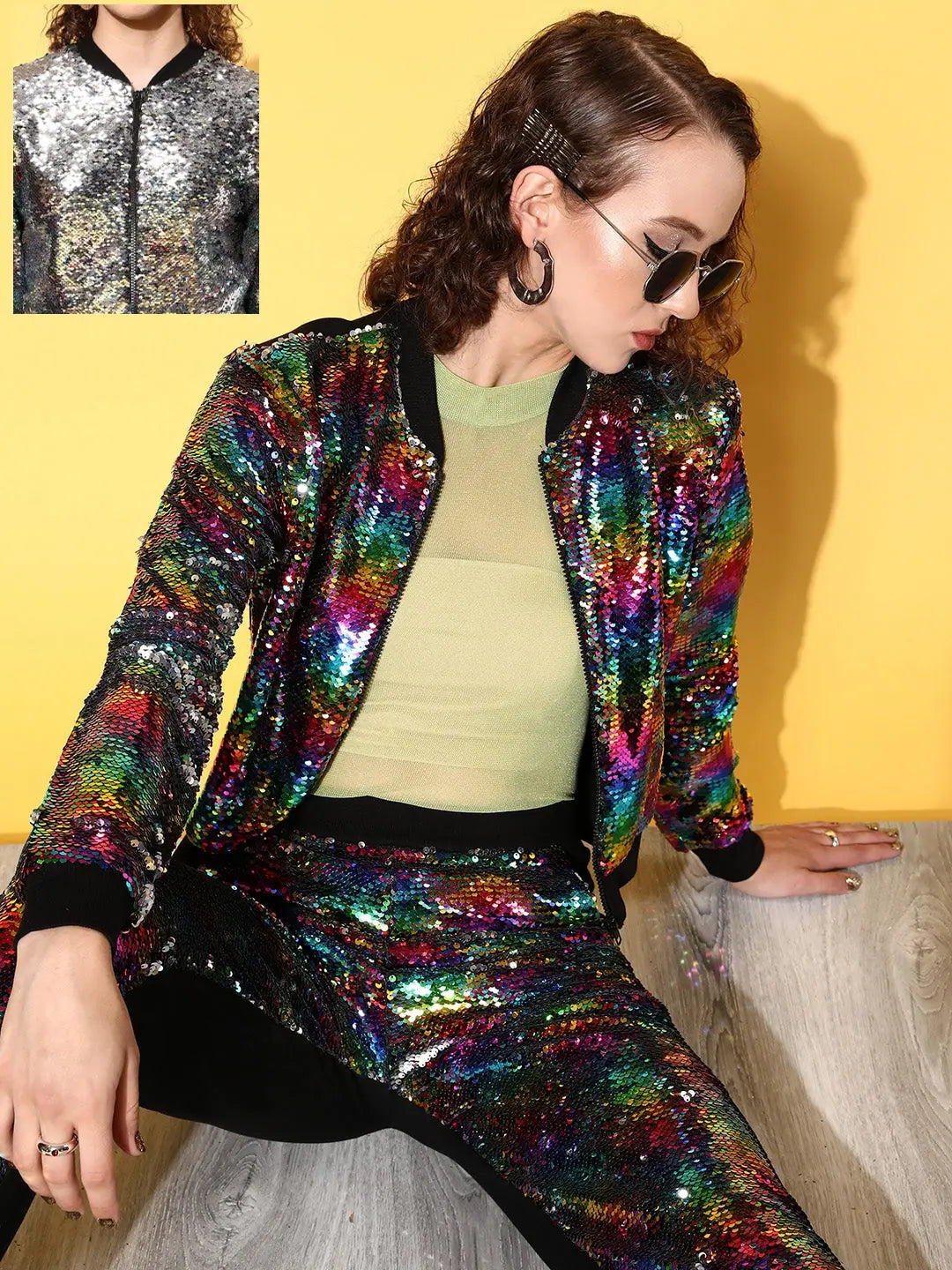 Embroidered Black Sequin Women's Jacket | Trendy Outerwear