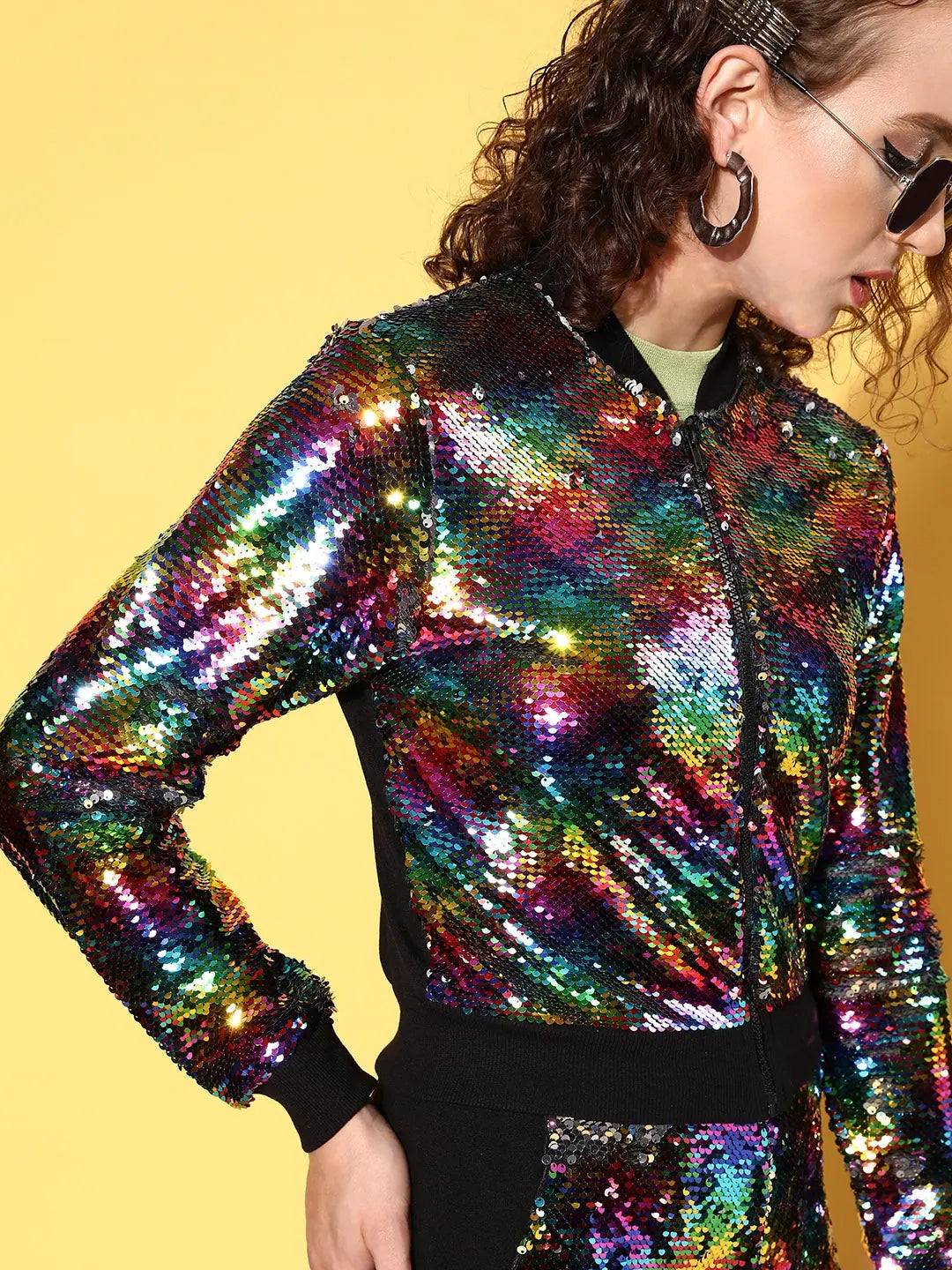 Embroidered Black Sequin Women's Jacket | Trendy Outerwear