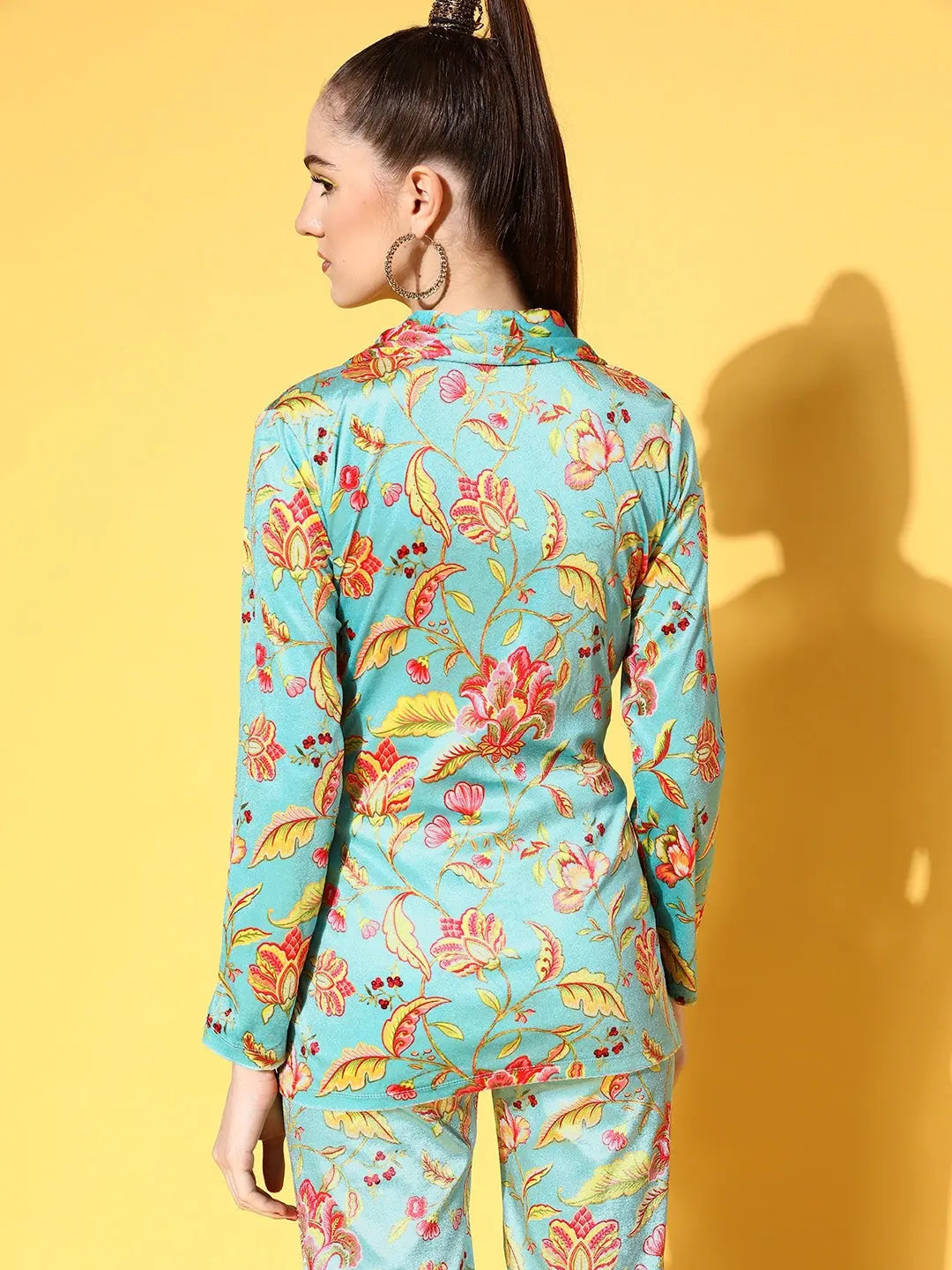 Turquoise Floral Jacket | Women's Fashion Outerwear