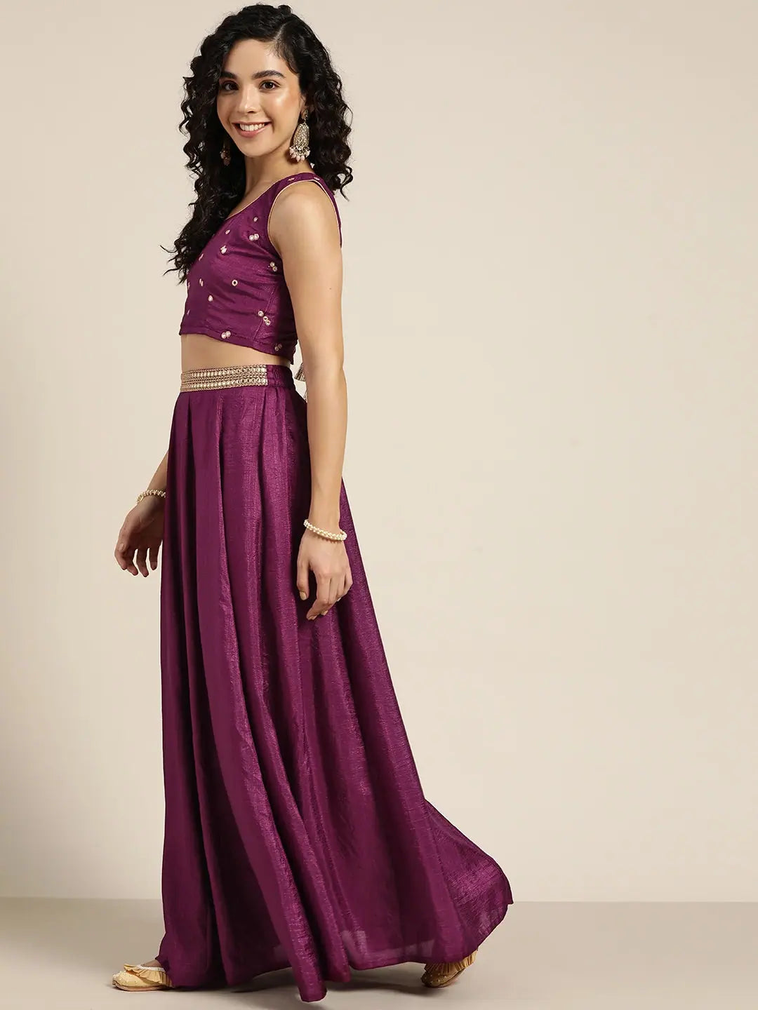 Burgundy Mirror Lehenga - Women's Designer Ethnic Lehenga