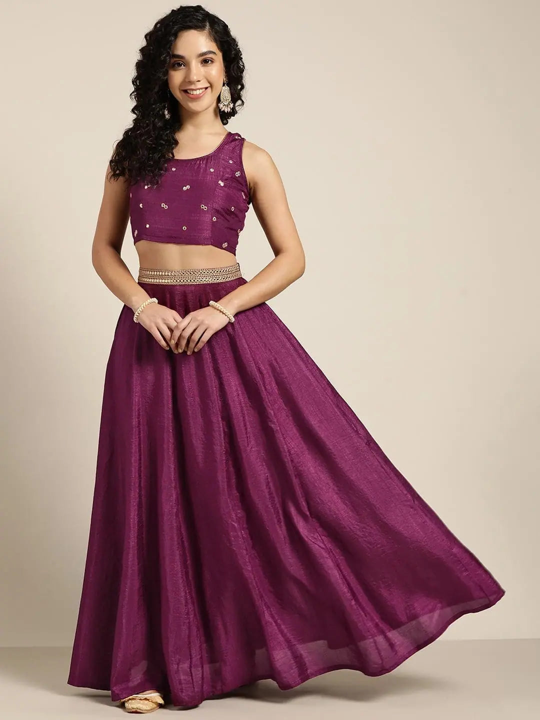 Burgundy Mirror Lehenga - Women's Designer Ethnic Lehenga