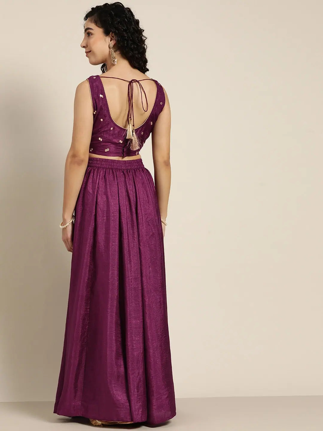 Burgundy Mirror Lehenga - Women's Designer Ethnic Lehenga