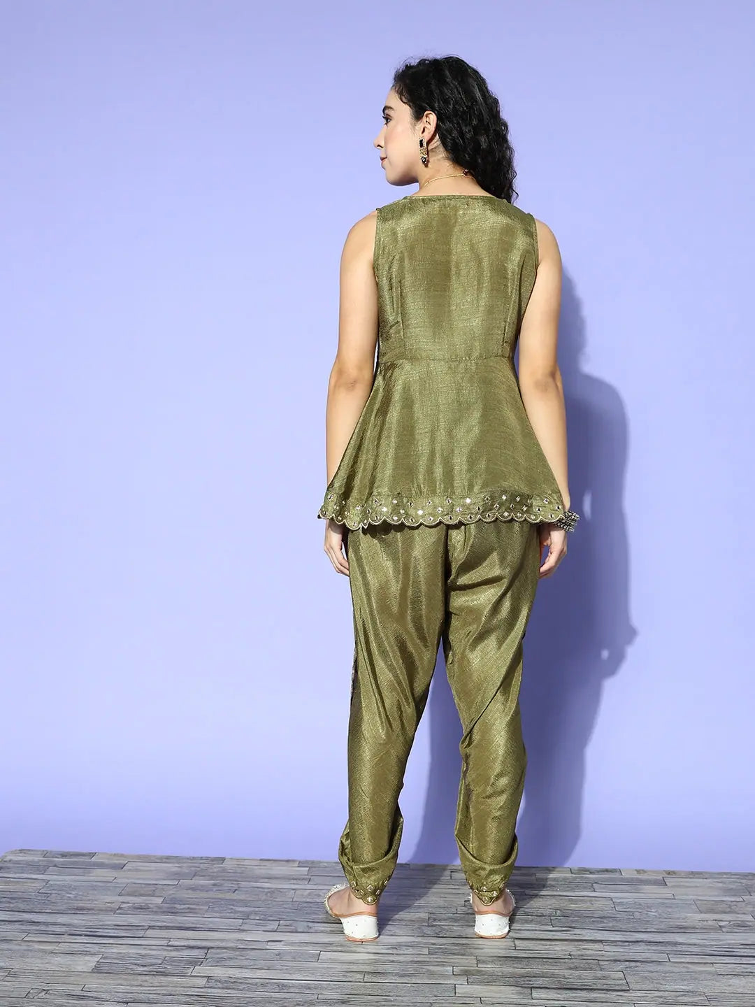 Olive Embroidered Dhoti Set | Women's Dhoti Pants Outfit