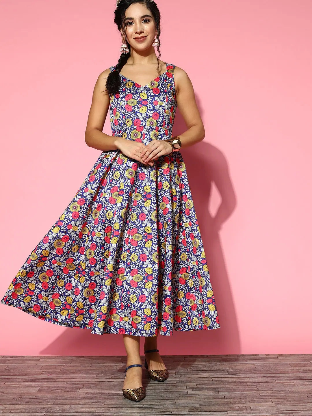 Purple Chanderi Anarkali Dress - Floral Anarkali Kurti for Women