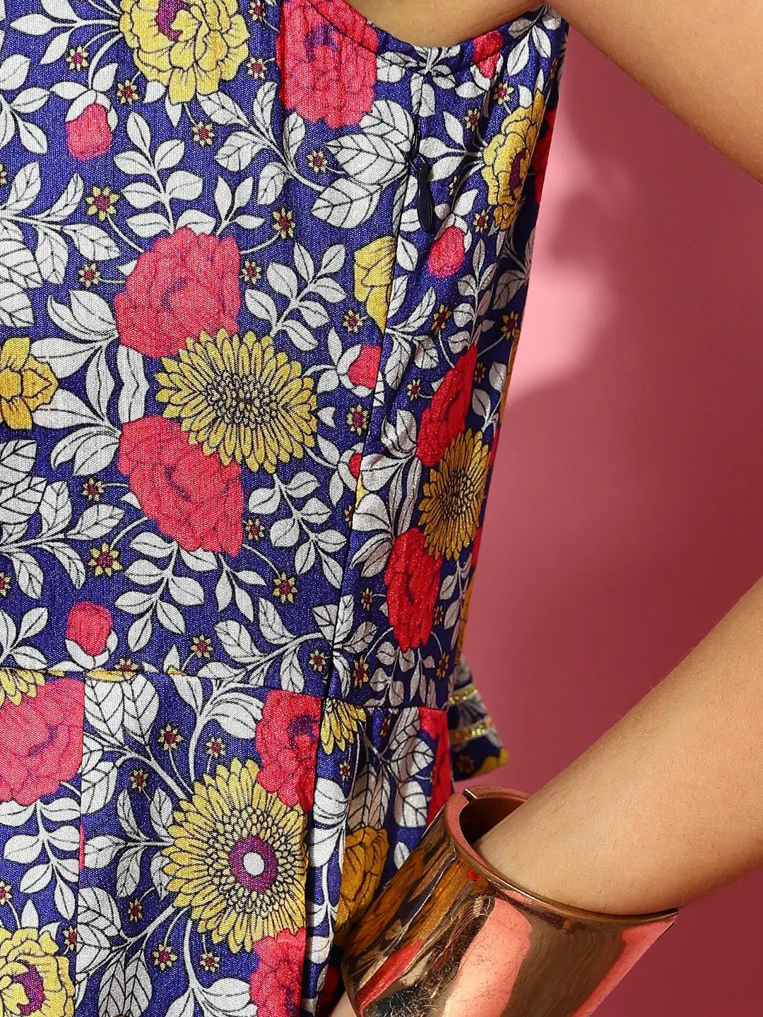 Purple Chanderi Anarkali Dress - Floral Anarkali Kurti for Women