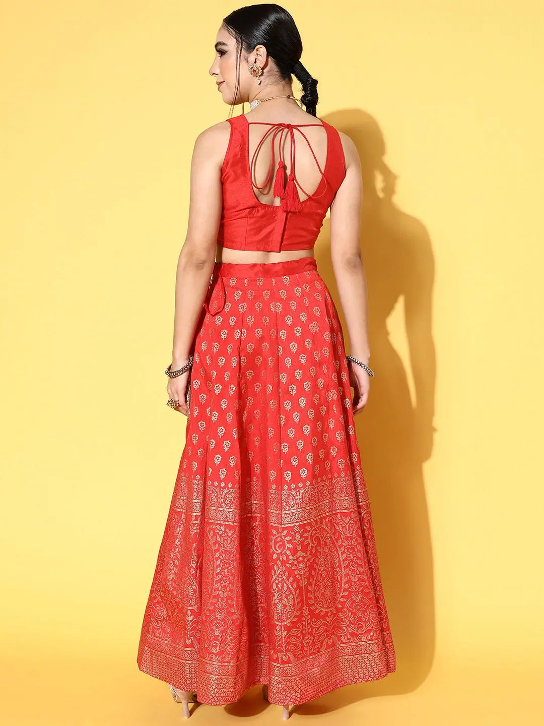 Red Paisley Lehenga Choli - Women's Party Wear Lehenga