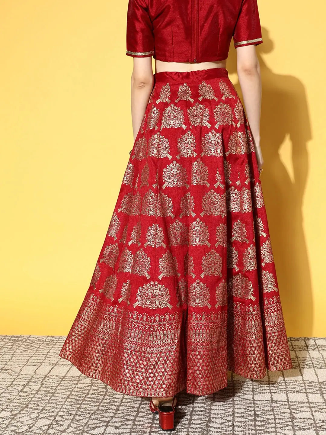 Maroon Foil Lehenga Choli - Party Wear Lehenga for Women