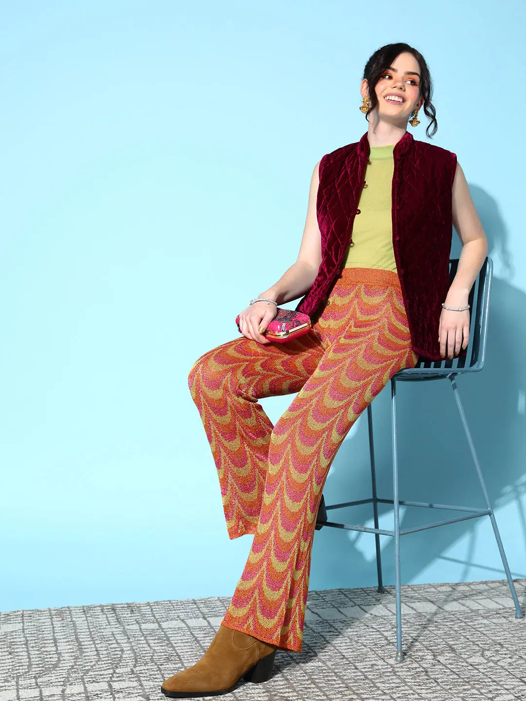 Burgundy Sleeveless Jacket | Women's Fashion Jackets