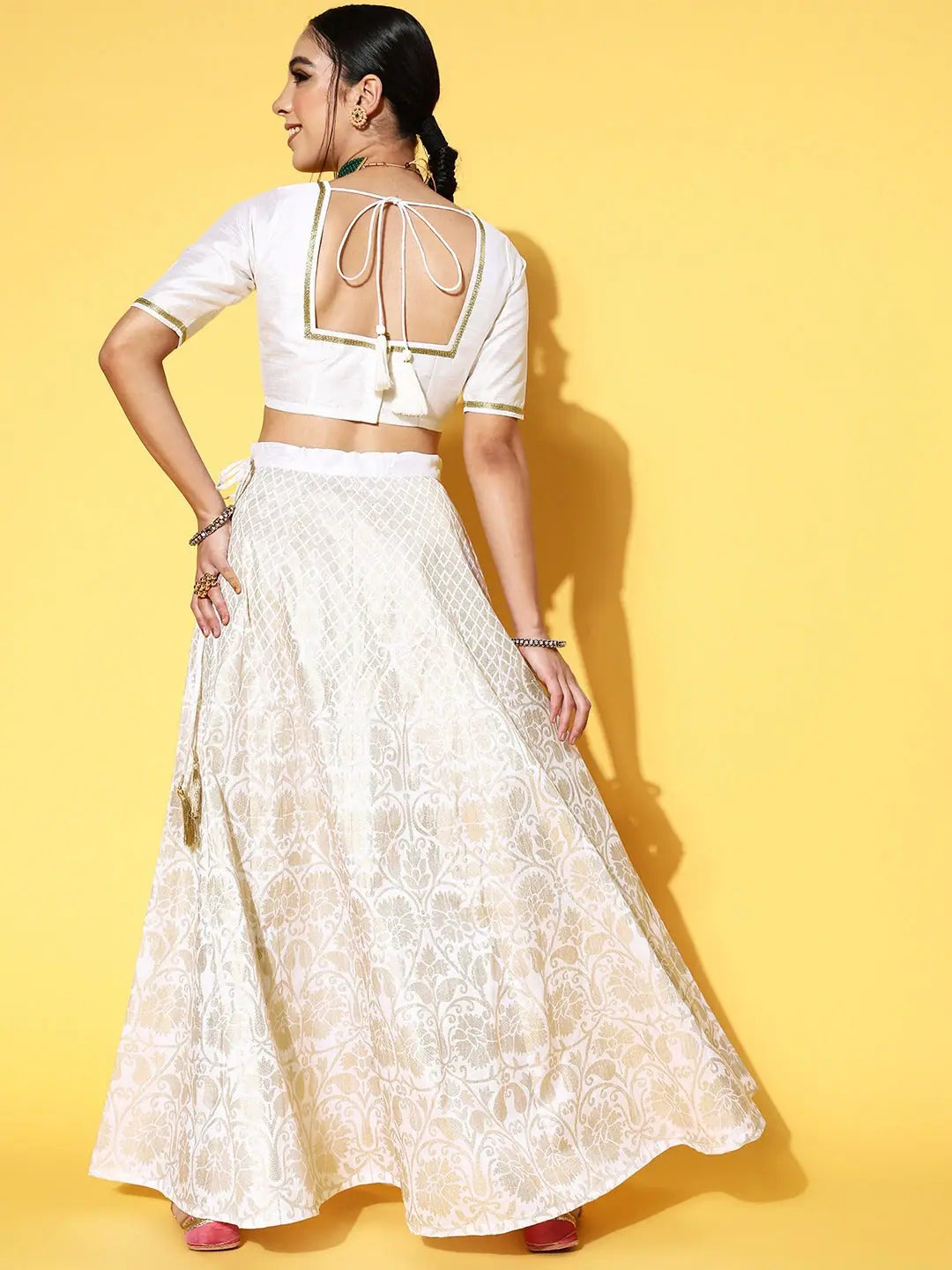 White Foil Lehenga Choli - Designer Lehenga for Women | Ethnic