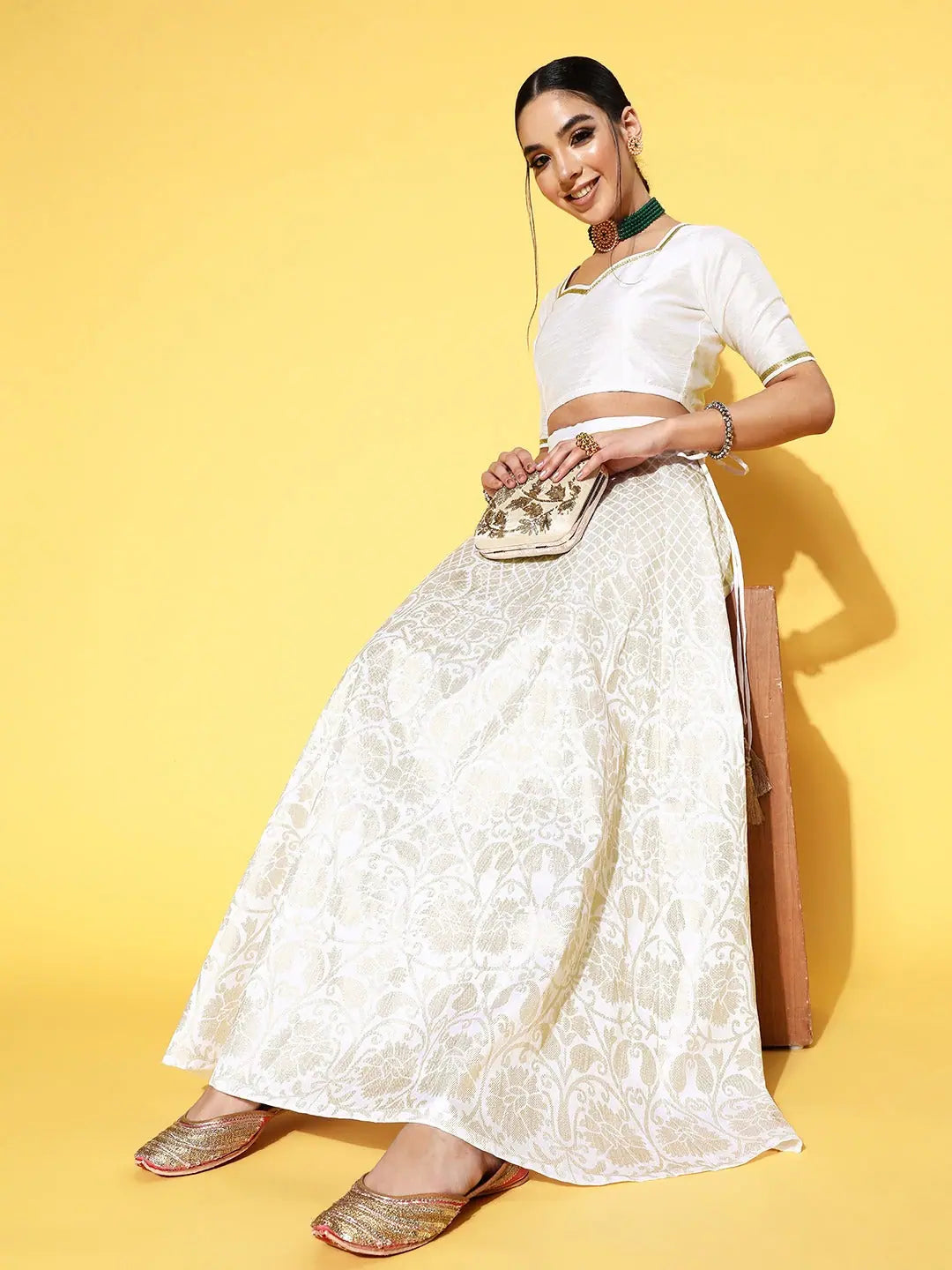 White Foil Lehenga Choli - Designer Lehenga for Women | Ethnic