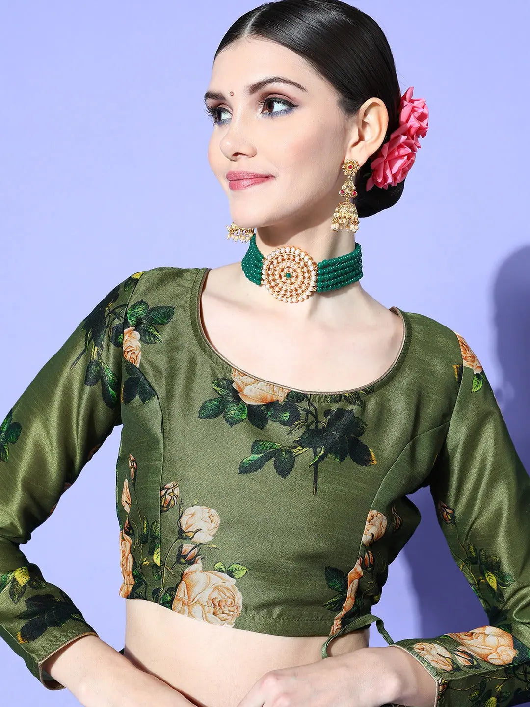 Green Floral Lehenga: Women's Festive Lehenga Choli Online