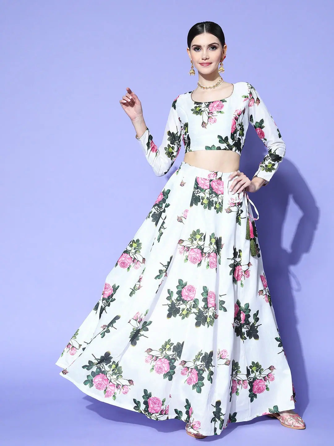 White Floral Lehenga Choli: Women's Wedding Lehenga Online