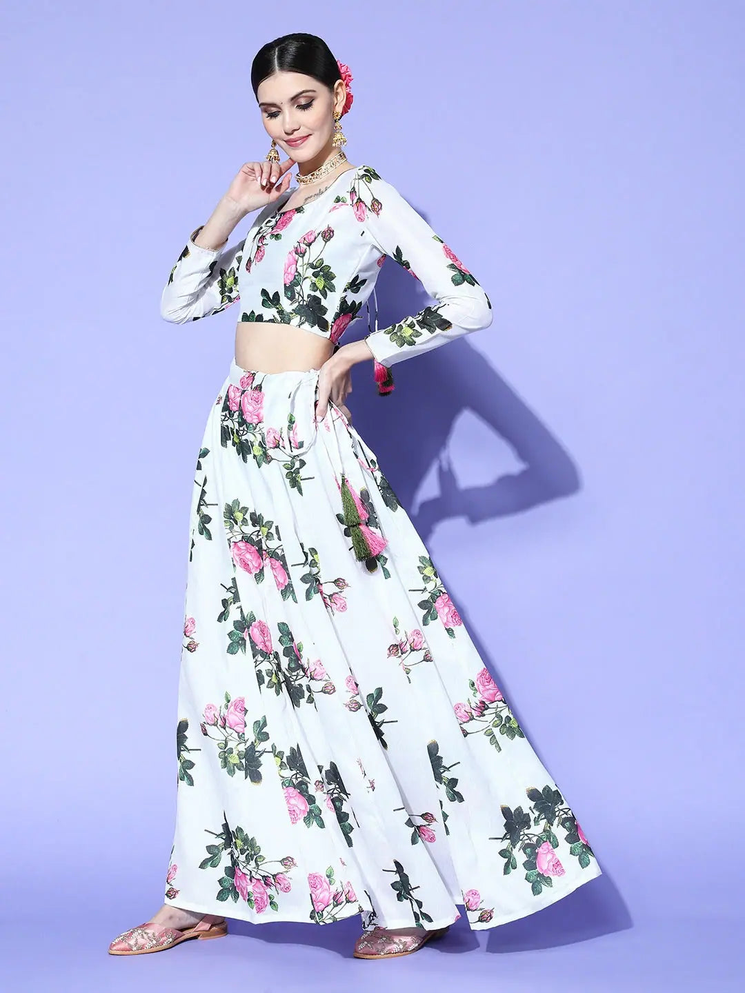 White Floral Lehenga Choli: Women's Wedding Lehenga Online