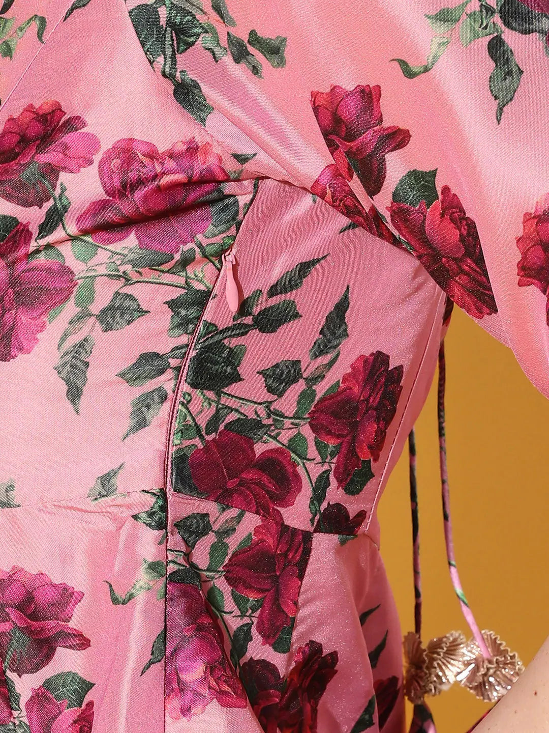 Pink Floral Anarkali Dress - Women's Anarkali Maxi Dress