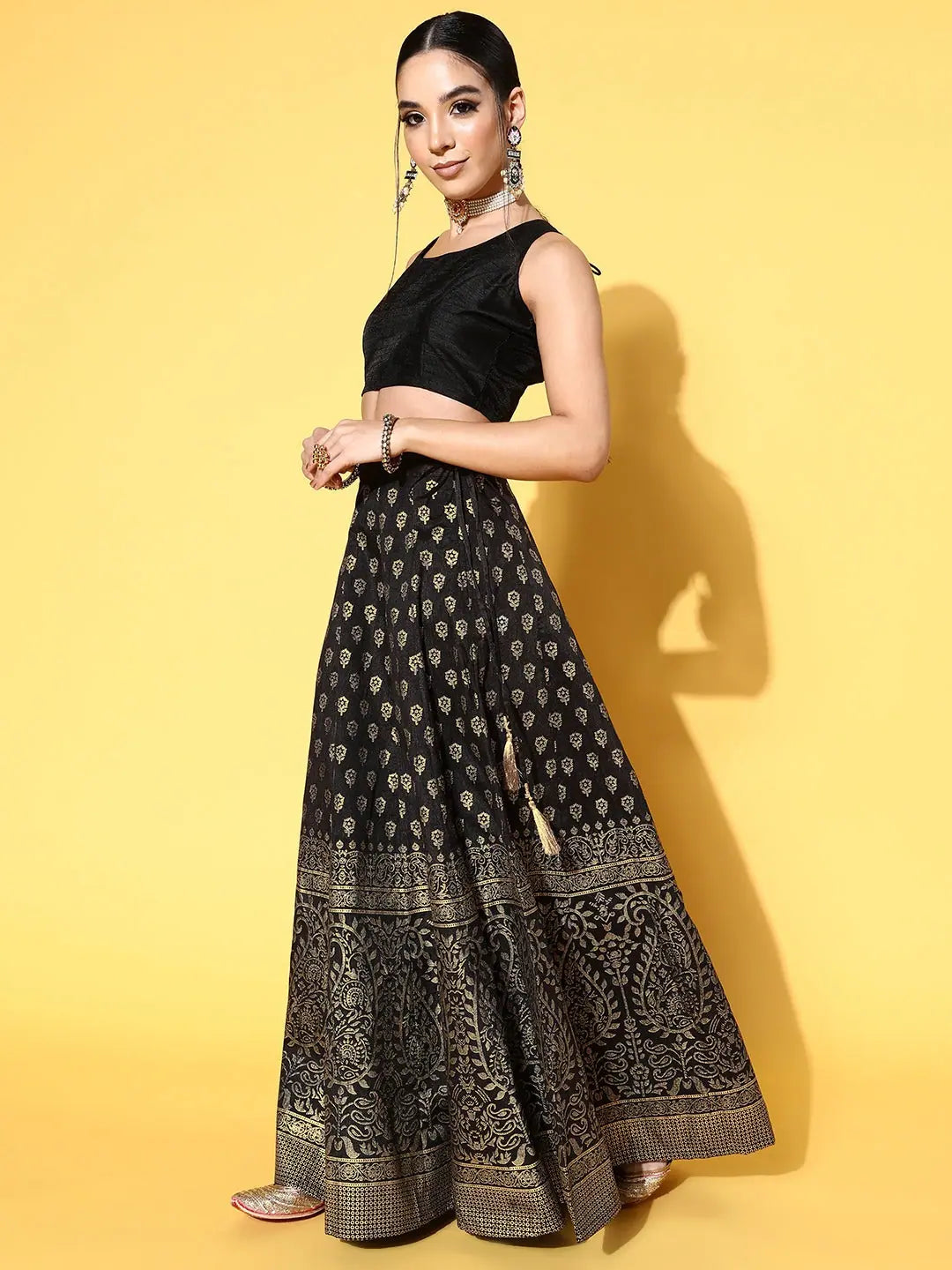 Black Paisley Lehenga Choli: Women's Ethnic Lehenga Collection