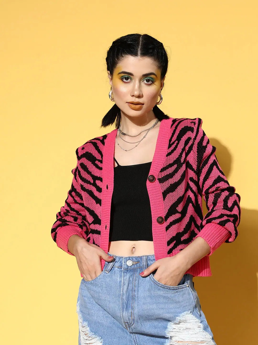 Fuchsia Animal Print Cardigan | Women's Western Wear Online