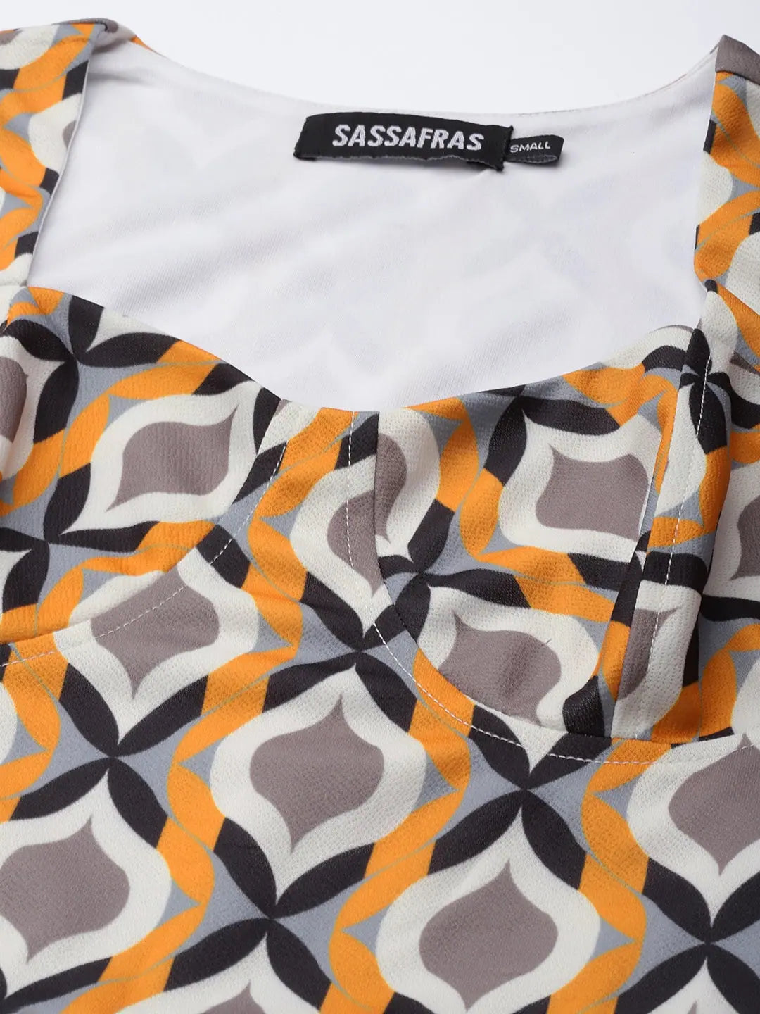 Mustard Geometric Crop Top | Women's Western Wear Clothing