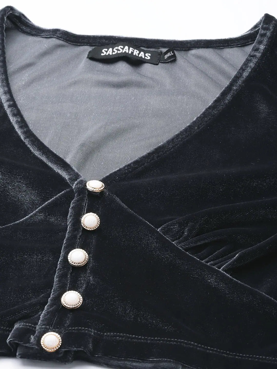 Grey Velvet V-Neck Top - Women's Western Wear Outfits