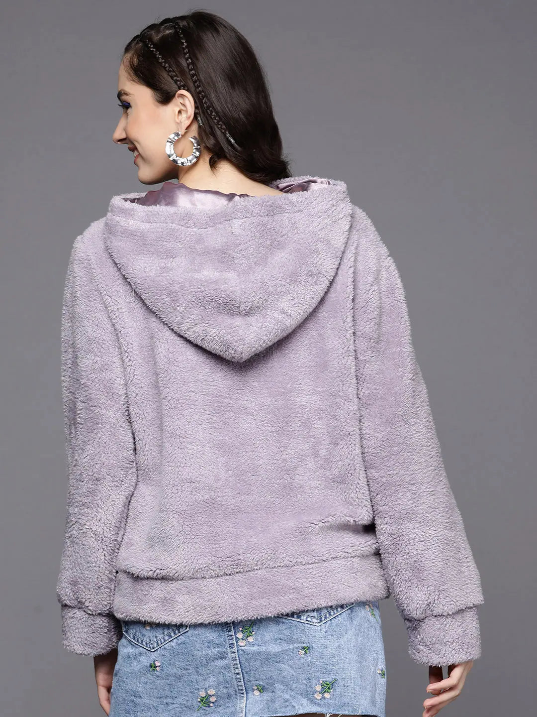 Lavender Faux Fur Hoodie | Women's Western Clothing Style