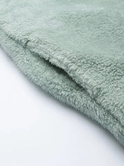 Women Sea Green Faux Fur Hoodie