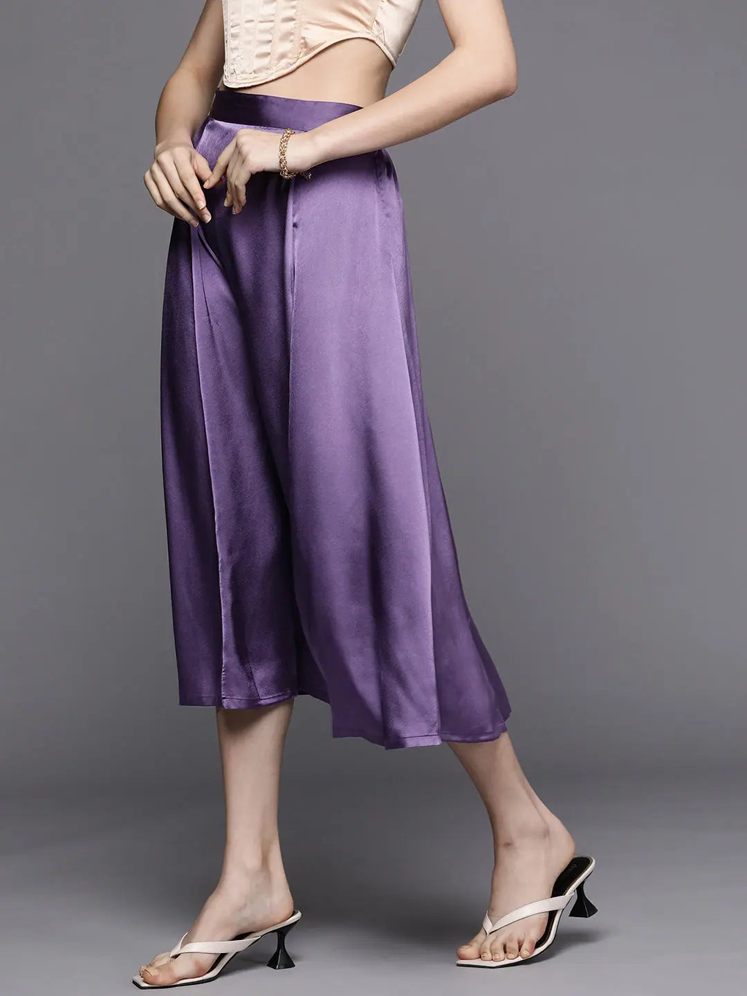 Purple Satin Midi Skirt - Chic Women's Western Clothing!