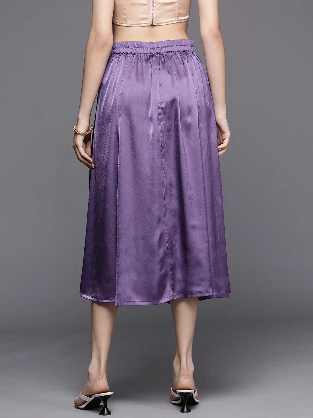 Purple Satin Midi Skirt - Chic Women's Western Clothing!