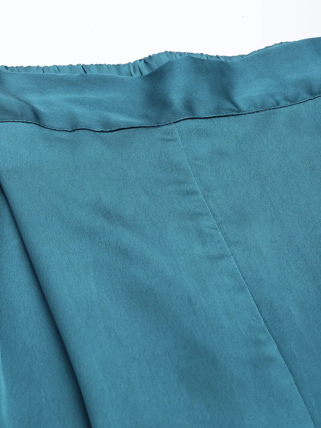 Teal Satin Pleated Wide Leg Pants | Women's Western Clothing
